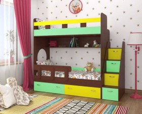 Детская двухъярусная кровать Юниор-1 Белый/Синий Распродажа в Самаре - samara.katalogmebeli.com | фото 4