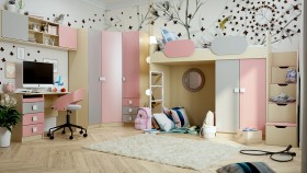 Детская комната Грэйси (Розовый/Серый/корпус Клен) в Самаре - samara.katalogmebeli.com | фото