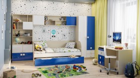 Детская комната Скай Люкс (Синий/Белый/корпус Клен) в Самаре - samara.katalogmebeli.com | фото