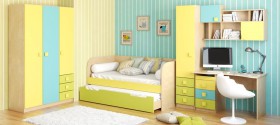 Детская комната Смайли (Желтый/Голубой/Зеленый/корпус Клен) в Самаре - samara.katalogmebeli.com | фото
