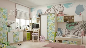Детская комната Твит (Белый/Зеленый/корпус Клен) в Самаре - samara.katalogmebeli.com | фото