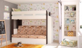 Кровать с диваном 75 Карамель Атлант (Венге Магия /Сосна Карелия/Савана) в Самаре - samara.katalogmebeli.com | фото