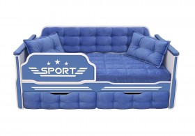 Кровать 180 серии Спорт 2 ящика 85 Синий (подушки) в Самаре - samara.katalogmebeli.com | фото