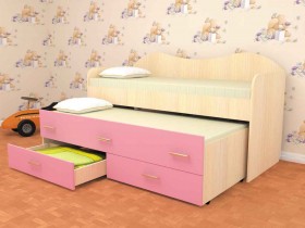 Кровать детская Нимфа двухместная 2.0 Дуб молочный/Розовый в Самаре - samara.katalogmebeli.com | фото