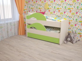 Кровать детская Радуга 1600 Млечный дуб/Салатовый в Самаре - samara.katalogmebeli.com | фото