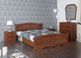 Кровать Елена из массива сосны 1600*2000 Орех в Самаре - samara.katalogmebeli.com | фото