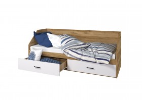 Кровать Лайт 800 с ящиками (Крафт золотой/Белый) в Самаре - samara.katalogmebeli.com | фото