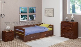 Кровать одинарная ГЛОРИЯ из массива сосны  900*2000 (Орех) в Самаре - samara.katalogmebeli.com | фото