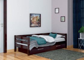 Кровать одинарная ГЛОРИЯ из массива сосны  900*2000 (Орех Тёмный) в Самаре - samara.katalogmebeli.com | фото