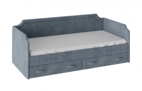 Кровать с мягкой обивкой и ящиками «Кантри» Тип 1 (900) (Замша синяя) в Самаре - samara.katalogmebeli.com | фото