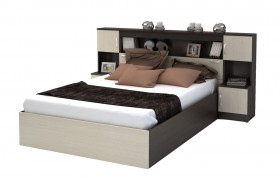 Кровать с прикроватным блоком КР 552 Спальня Basya (венге/белфорт) в Самаре - samara.katalogmebeli.com | фото