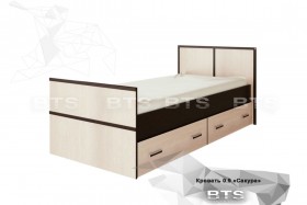 Кровать Сакура с настилом и ящиками 0,9 (Венге/Лоредо) в Самаре - samara.katalogmebeli.com | фото