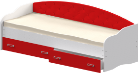 Кровать Софа-7 с мягкой спинкой (800х1900) Белый/Красный в Самаре - samara.katalogmebeli.com | фото