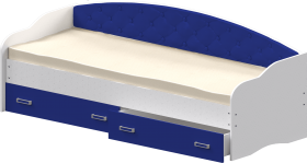 Кровать Софа-7 с мягкой спинкой (800х2000) Белый/Синий в Самаре - samara.katalogmebeli.com | фото