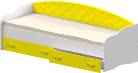 Кровать Софа-8 с мягкой спинкой (900х1900) Белый/Желтый в Самаре - samara.katalogmebeli.com | фото