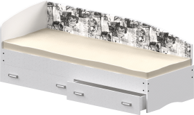 Кровать Софа-9 с мягкой спинкой с рисунком Милана (900х1900) Белый в Самаре - samara.katalogmebeli.com | фото