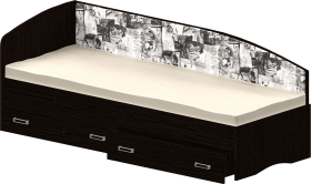 Кровать Софа-9 с мягкой спинкой с рисунком Милана (900х1900) Венге в Самаре - samara.katalogmebeli.com | фото