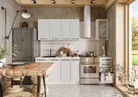 Кухонный гарнитур Нувель 1800мм белый/бетон белый в Самаре - samara.katalogmebeli.com | фото