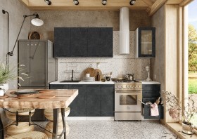Кухонный гарнитур Нувель 1800мм белый/бетон черный в Самаре - samara.katalogmebeli.com | фото