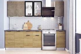Кухонный гарнитур Стоун 2.0 (белый/камень темно-серый/акация светлая) в Самаре - samara.katalogmebeli.com | фото