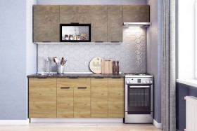 Кухонный гарнитур Стоун 2.2 (белый/камень темно-серый/акация светлая) в Самаре - samara.katalogmebeli.com | фото