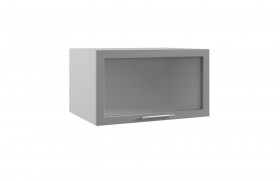 Квадро ГВПГС 800 шкаф верхний горизонтальный глубокий со стеклом высокий (Железо/корпус Серый) в Самаре - samara.katalogmebeli.com | фото