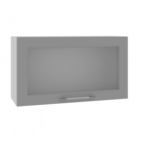 Квадро ВПГС 800 шкаф верхний горизонтальный со стеклом высокий (Лунный свет/корпус Серый) в Самаре - samara.katalogmebeli.com | фото