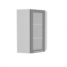 Квадро ВПУС 550 шкаф верхний угловой со стеклом высокий (Железо/корпус Серый) в Самаре - samara.katalogmebeli.com | фото