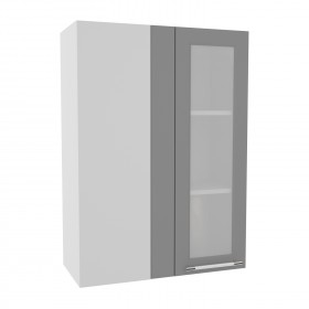 Квадро ВПУС 650 шкаф верхний угловой со стеклом высокий (Железо/корпус Серый) в Самаре - samara.katalogmebeli.com | фото