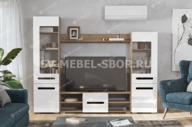 Мебель для гостиной МГС 6 (Исполнение 1/Дуб золотой/Белый глянец) в Самаре - samara.katalogmebeli.com | фото