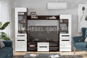 Мебель для гостиной МГС 6 (Исполнение 1/Венге/Белый глянец) в Самаре - samara.katalogmebeli.com | фото
