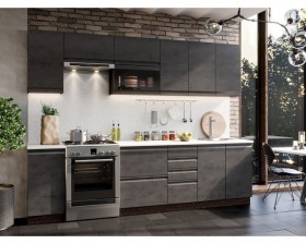 Модульная кухня Бруклин 2,8 м (Бетон черный/Венге) в Самаре - samara.katalogmebeli.com | фото