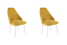 Набор стульев Милан 2 шт (желтый велюр/белый) в Самаре - samara.katalogmebeli.com | фото