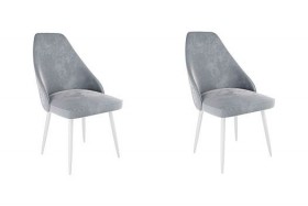 Набор стульев Милан 2 шт (серый велюр/белый) в Самаре - samara.katalogmebeli.com | фото