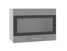Норд ШВГС 600 Шкаф верхний горизонтальный со стеклом (Софт черный/корпус Белый) в Самаре - samara.katalogmebeli.com | фото