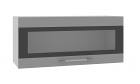 Норд ШВГС 800 Шкаф верхний горизонтальный со стеклом (Софт черный/корпус Белый) в Самаре - samara.katalogmebeli.com | фото