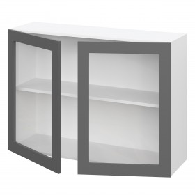 Норд ШВС 1000 Шкаф верхний со стеклом (Софт черный/корпус Белый) в Самаре - samara.katalogmebeli.com | фото