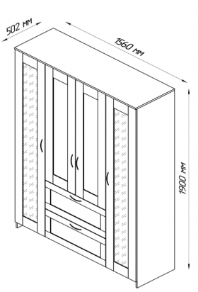 Шкаф четырехдверный Сириус с 1 зеркалом и 2 ящиками дуб сонома в Самаре - samara.katalogmebeli.com | фото 2