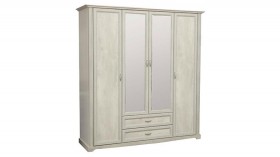 Шкаф для одежды "Сохо" (бетон пайн белый/2 ящика/зеркало) в Самаре - samara.katalogmebeli.com | фото