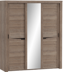 Шкаф трехдверный Соренто с раздвижными дверями Дуб стирлинг/Кофе структурный матовый в Самаре - samara.katalogmebeli.com | фото