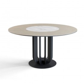 Стол круглый Rotor (160), шпон + керамика светлая в Самаре - samara.katalogmebeli.com | фото